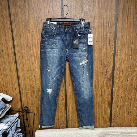 NWT Joe's Jeans Billie Ankle Boyfriend Jean - Sarina Paint Splatter Detail - Picture 2 of 6